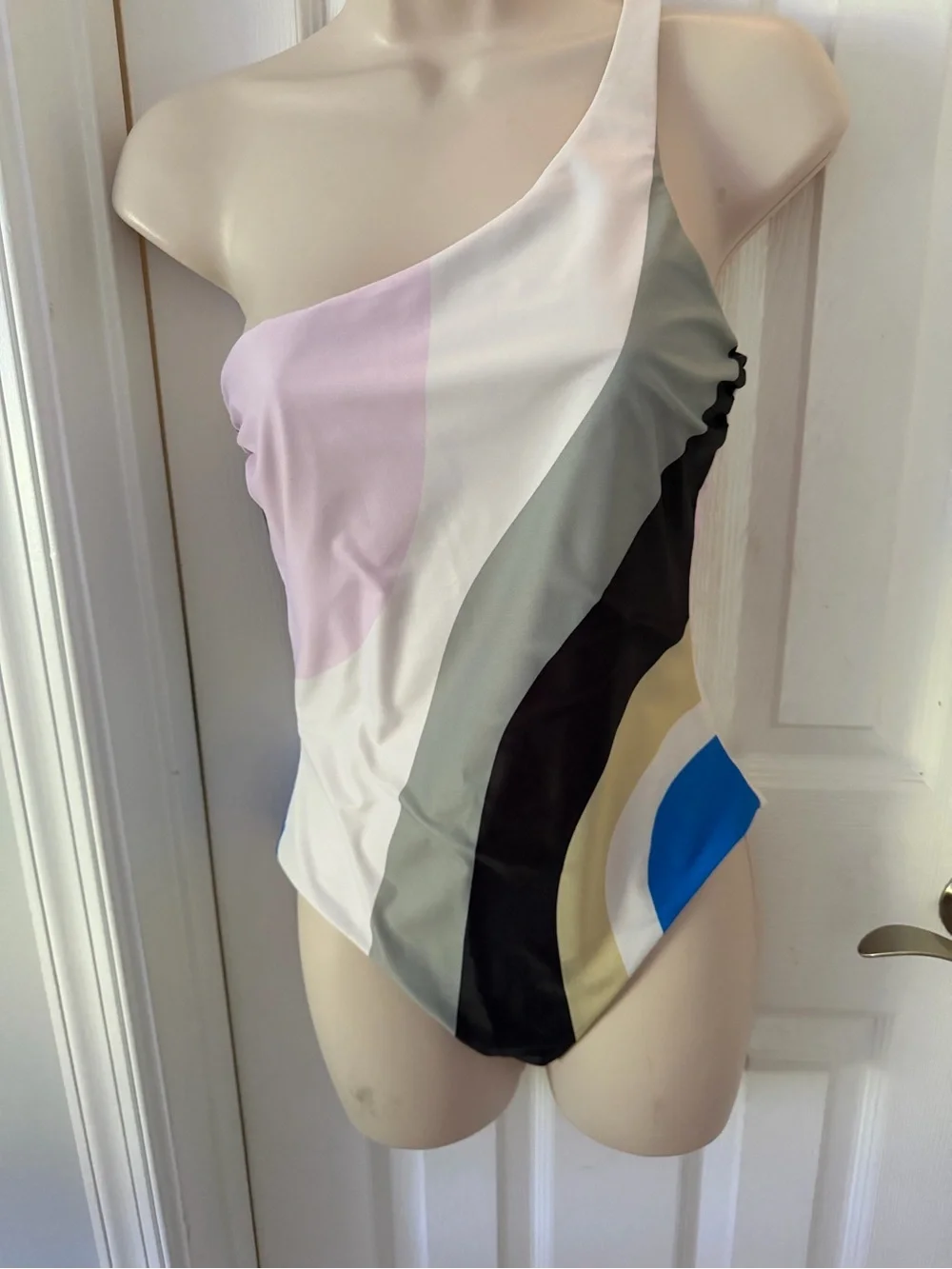 Mara Hofmann One-Shoulder Swimsuit Sage multi Pink, White, Black, Blue small New